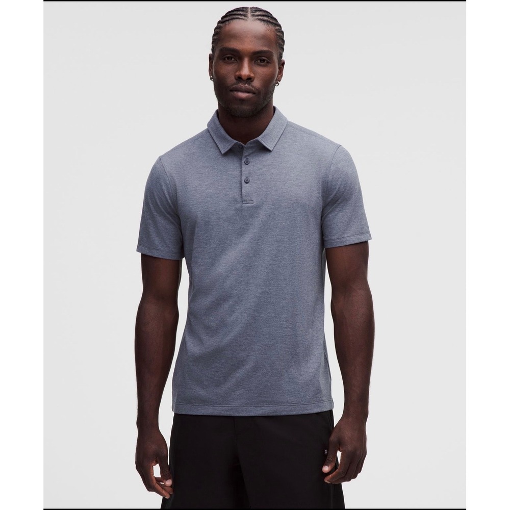 Lululemon Evolution Short Sleeve Polo Shirt M Heathered Dusty Diamond Athletic